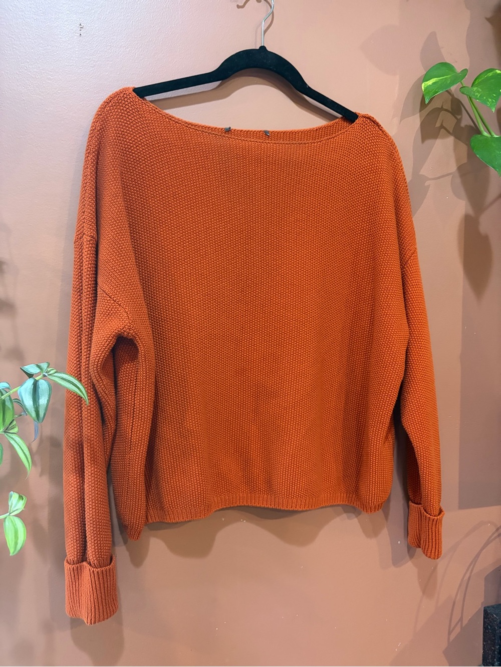 Relaxed Boatneck Women's Sweater in Rust